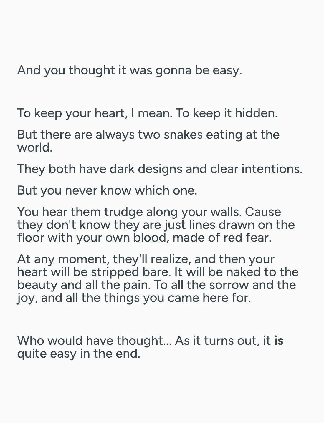 And you thought it was gonna be easy...